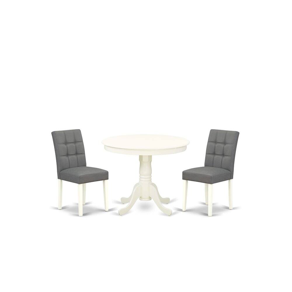 Alt View 4. East West Furniture - 3 Piece Kitchen Table Set consists A Wooden Table - White.