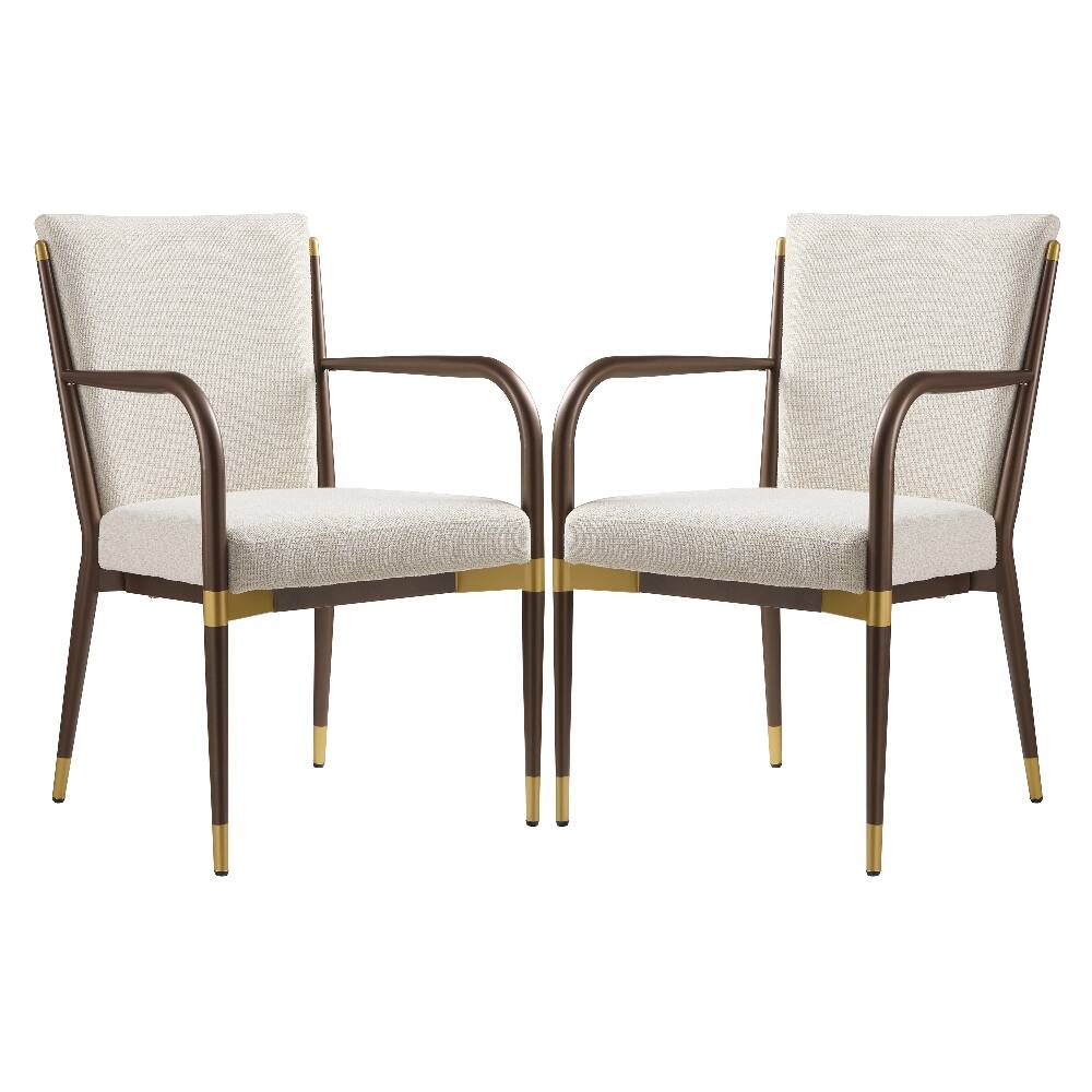 Loheer - Modern Dining Arm Chairs Set of 2 Upholstered Iron Frame - White price history on PriceWatchPro