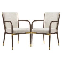 Loheer - Modern Dining Arm Chairs Set of 2 Upholstered Iron Frame - White