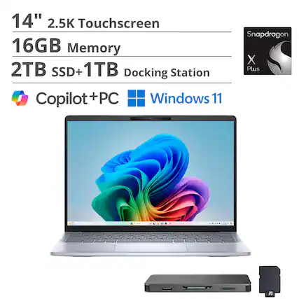 14" 2.5K Touchscreen
16GB Memory
2TB SSD + 1TB Docking Station
Copilot+PC
Windows 11
Snapdragon X Plus