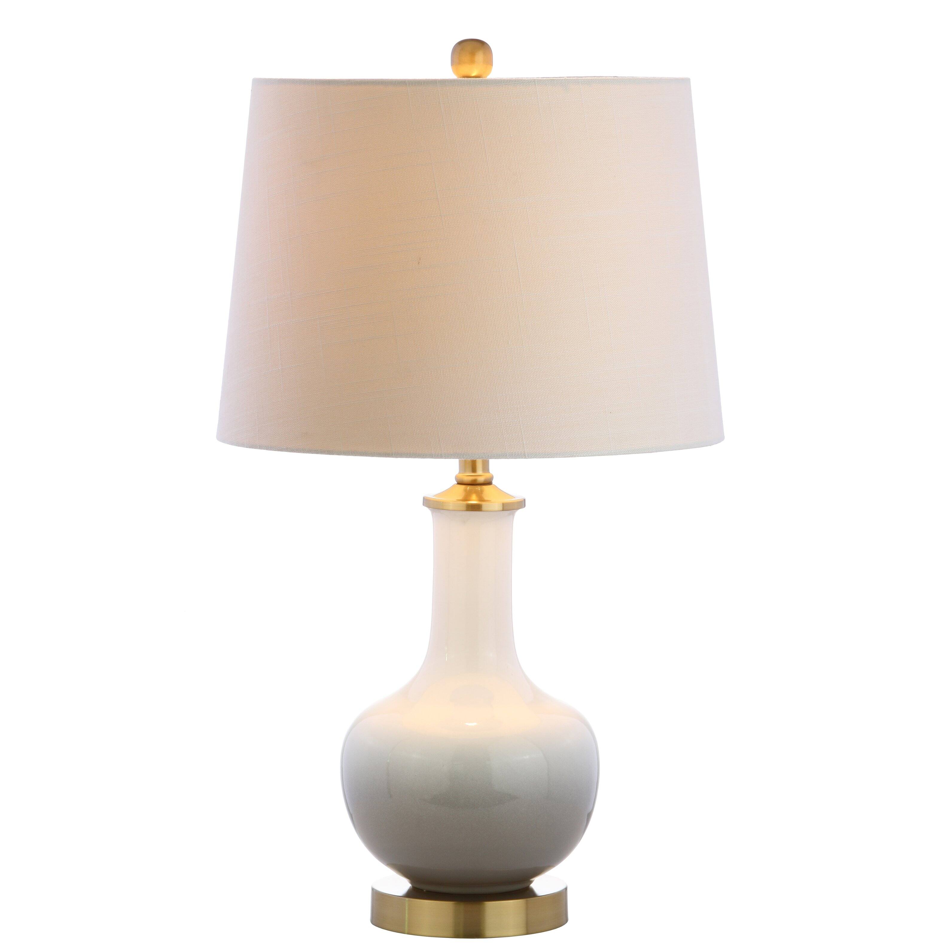 Front. Jonathan Y - Gradient 25" Ceramic/Brass LED Table Lamp, White/Grey - White/Gray.