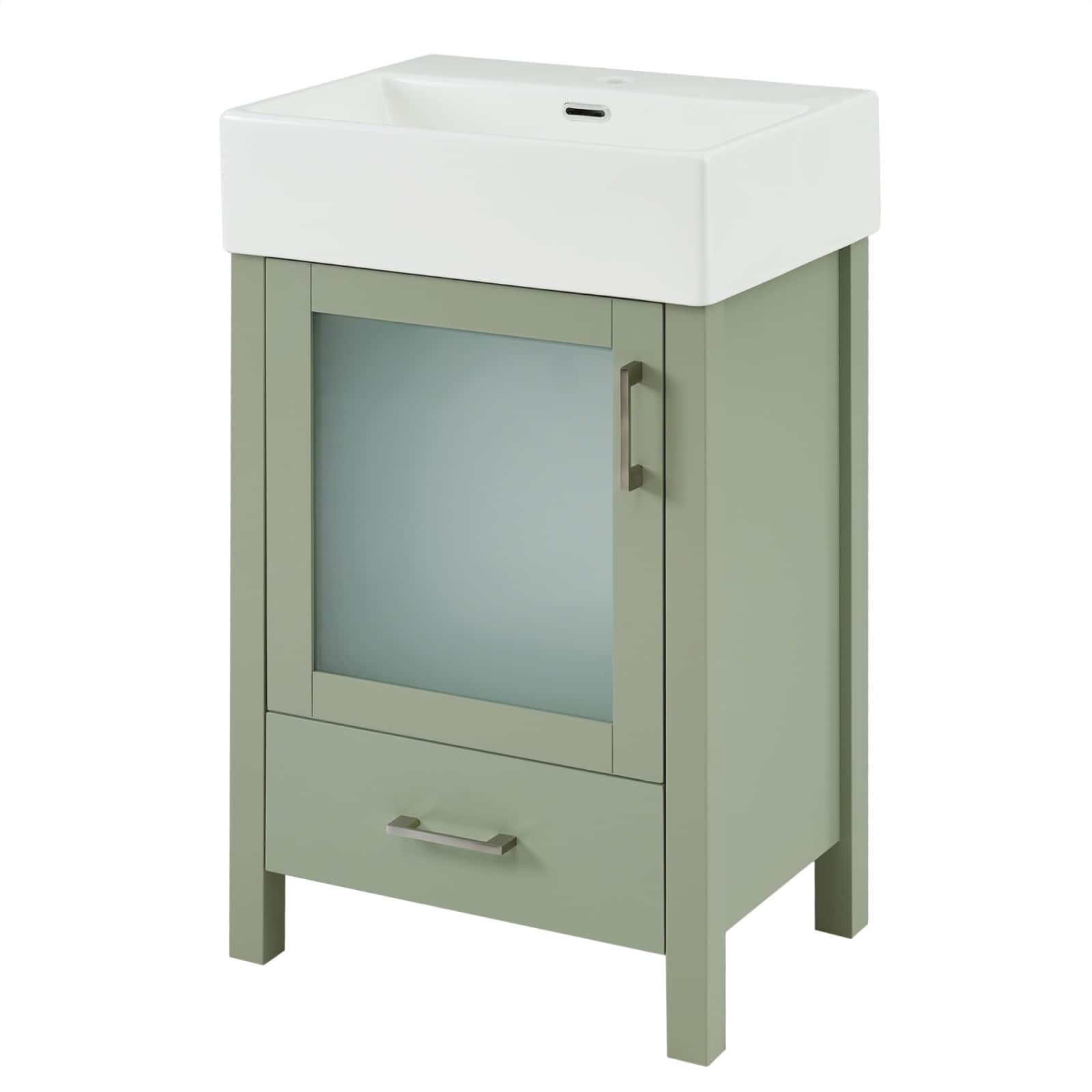 20 Inch Bathroom Vanity with Ceramic Sink, Drawer, and Soft-Close Door