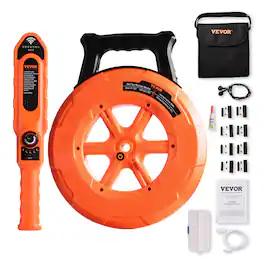 VEVOR - Pipe Locators,100ft/30m PVC Pipe Locators Underground,IP67 Waterproof Pipe Blockage Detector with Adjustable Sensitivity - Black; Orange