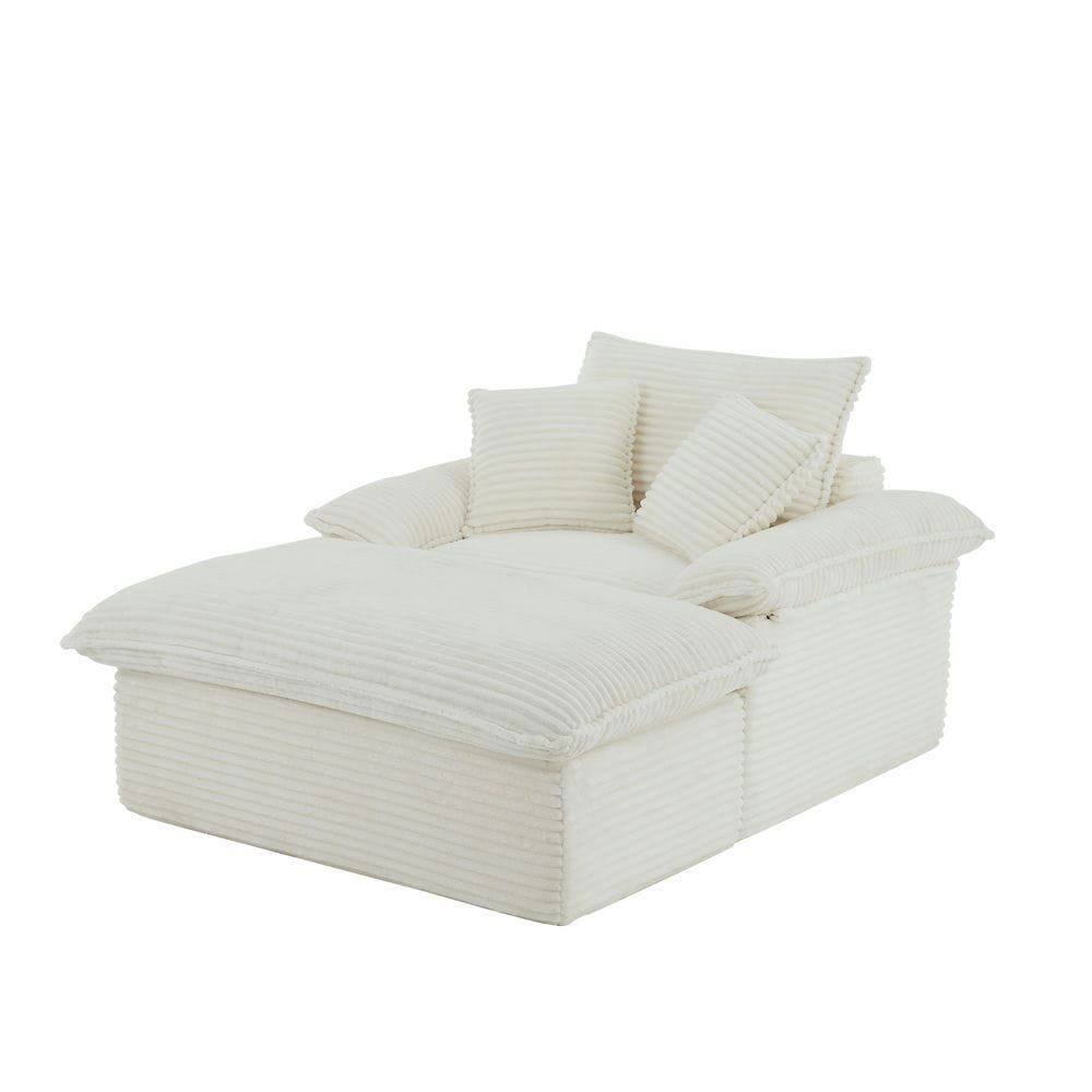 Alt View 7. Kadyn - 51.97 inch modern comfortable cushioned compression single seat sofa with unique footrest design, White - White.