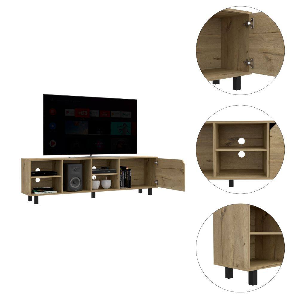 Back. APRILSOUL - Conquest Tv Stand for TVs up 70 Inch Four Open Shelves Five Legs Light Oak - Light Oak.