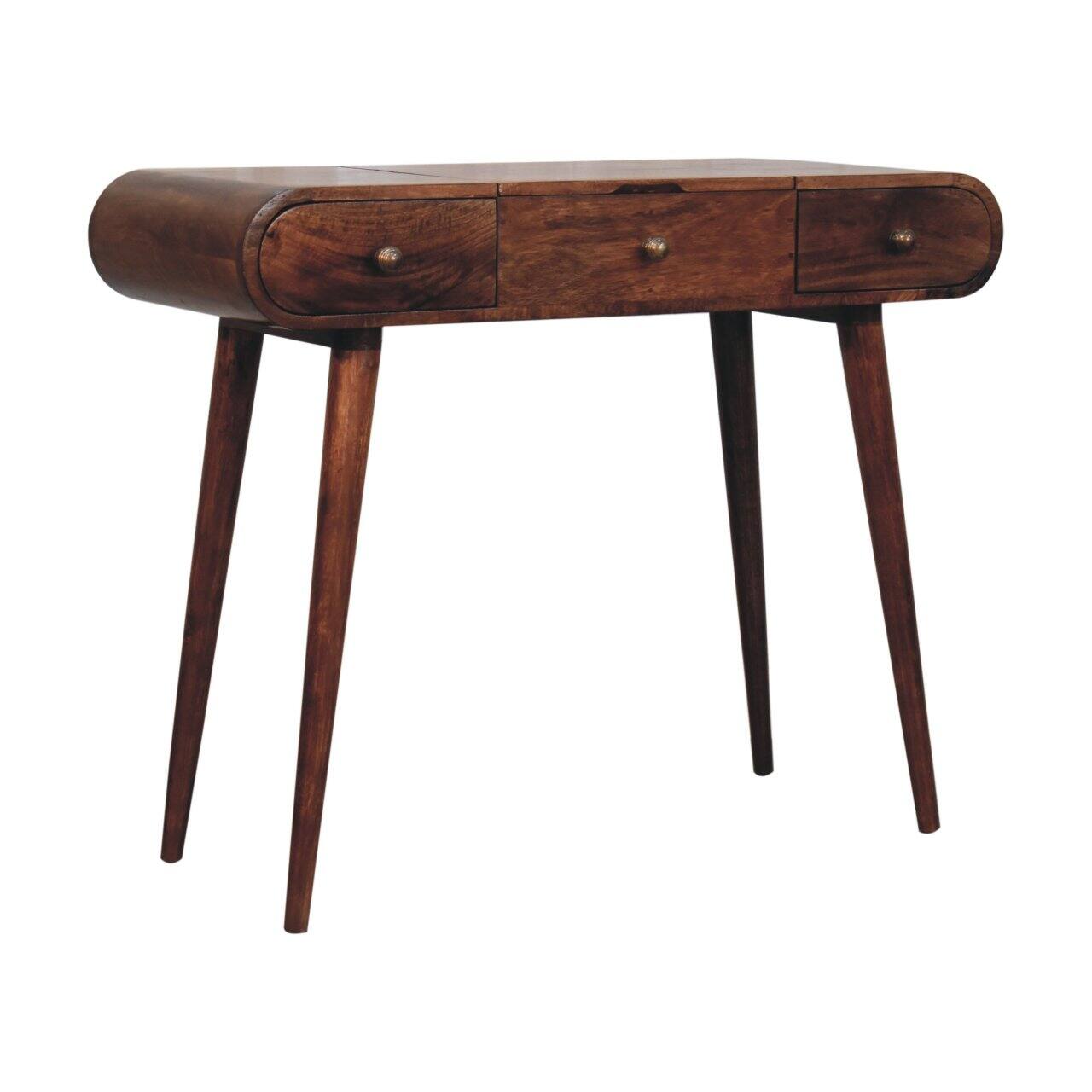 Left. Artisan Furniture - Honey Caramel Round Dressing Table - Brown.