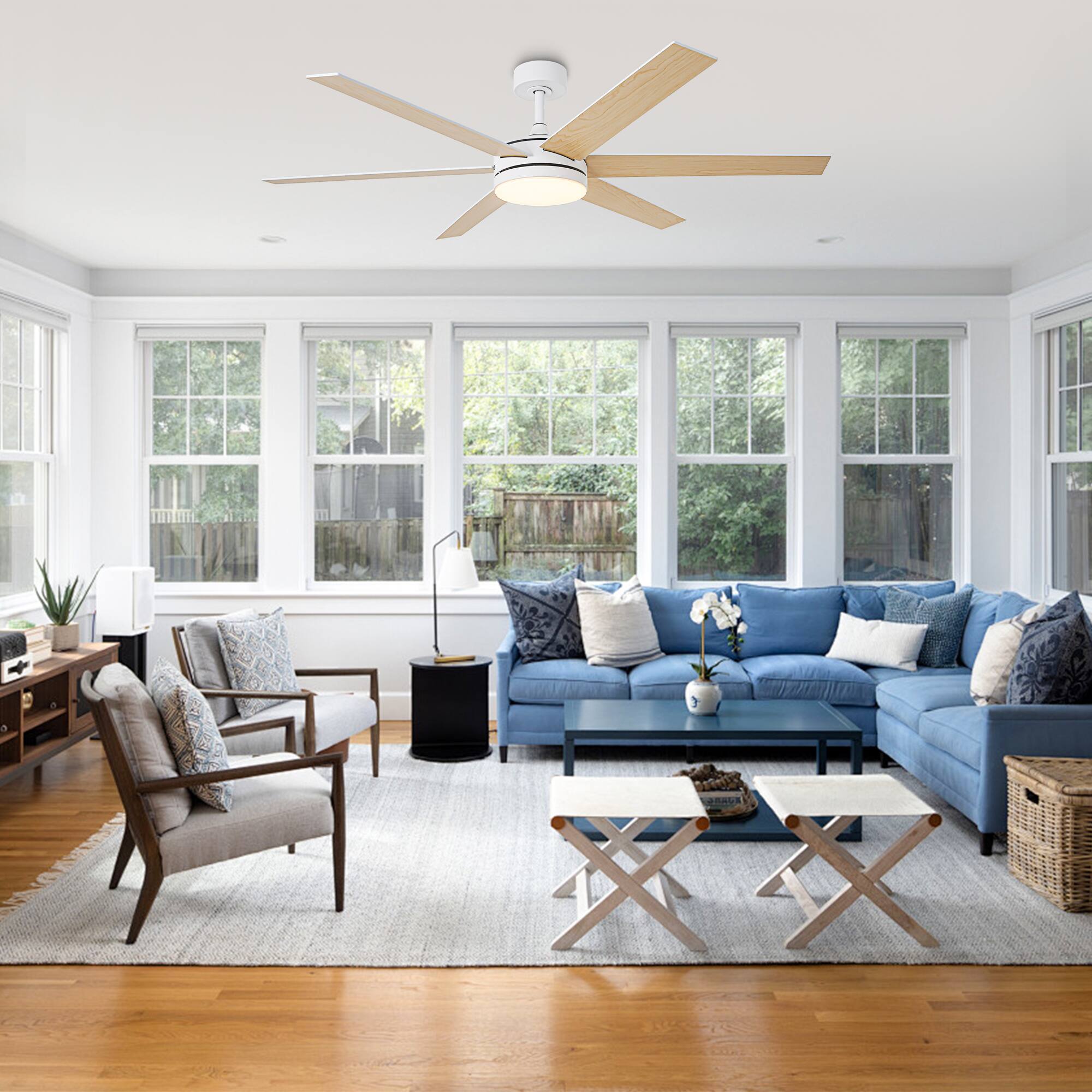 Back. Vaczon - 60" Modern White 3CCT Integrated LED Ceiling Fan with Remote and APP - White.