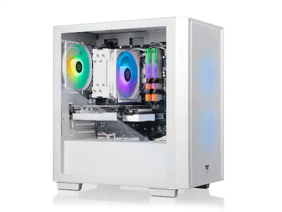 Front. Thermaltake - Thermaltake Gaming Desktop PC NE R76-H16 AMD Ryzen 7 5700 16GB DDR4 1TB SSD AMD Radeon RX 7600.