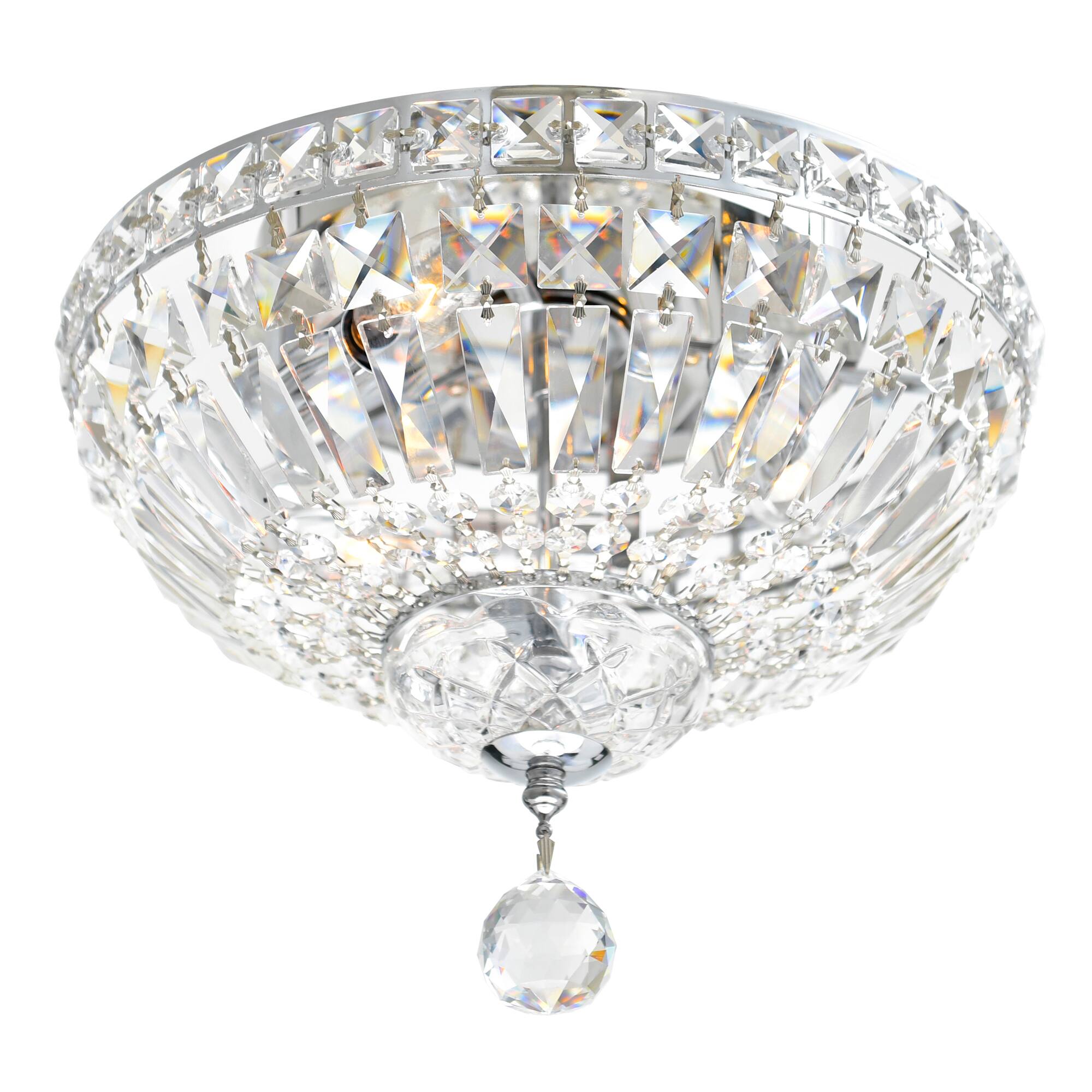Angle. CWI Lighting - Stefania 3 Light Bowl Flush Mount With Chrome Finish - Chrome.