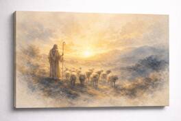 FC Design - Large Canvas 24x36" Frameless Soft Sunrise Shepherd Scene Art Painting Home Wall Décor - MultiColor