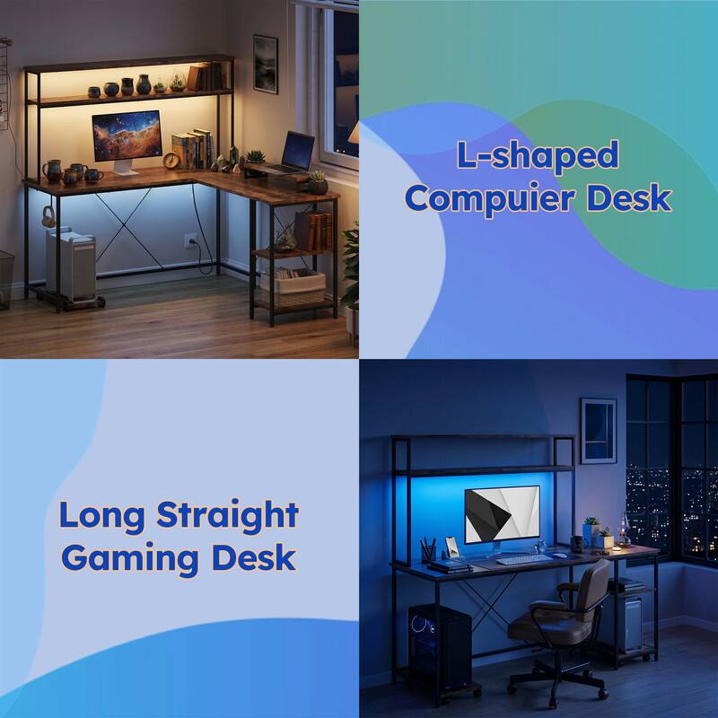 L-shaped Computer Desk  
Long Straight Gaming Desk