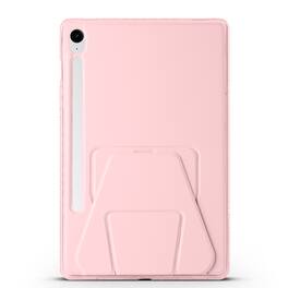Dteck - Slim Faux Leather Case for Samsung Galaxy Tab S10 FE / S10 / S9 / S9 FE,Soft Silicone Bumper Shell with Foldable Stand - Pink