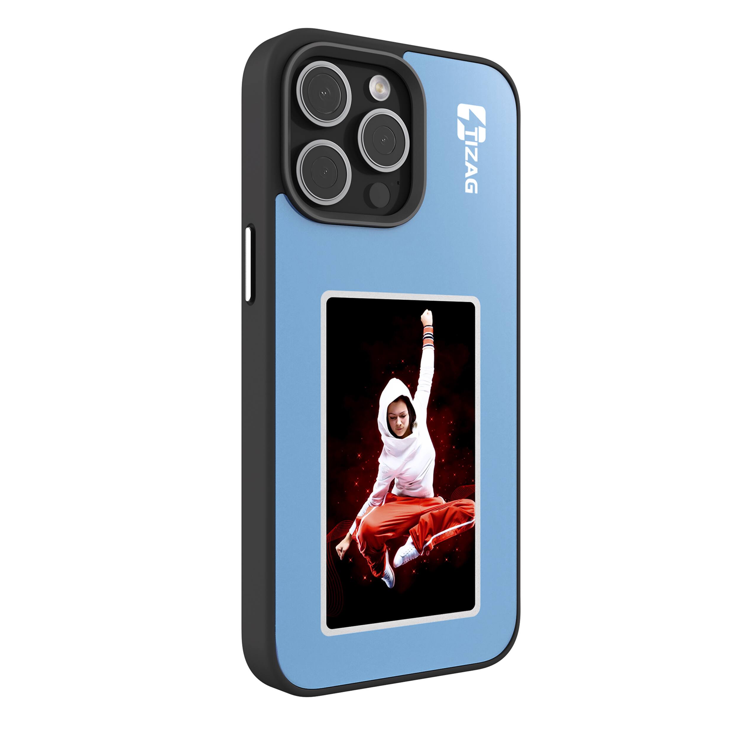 Angle. Tizag - Digital Canvas Case for iPhone 15 Pro Max - Blue.