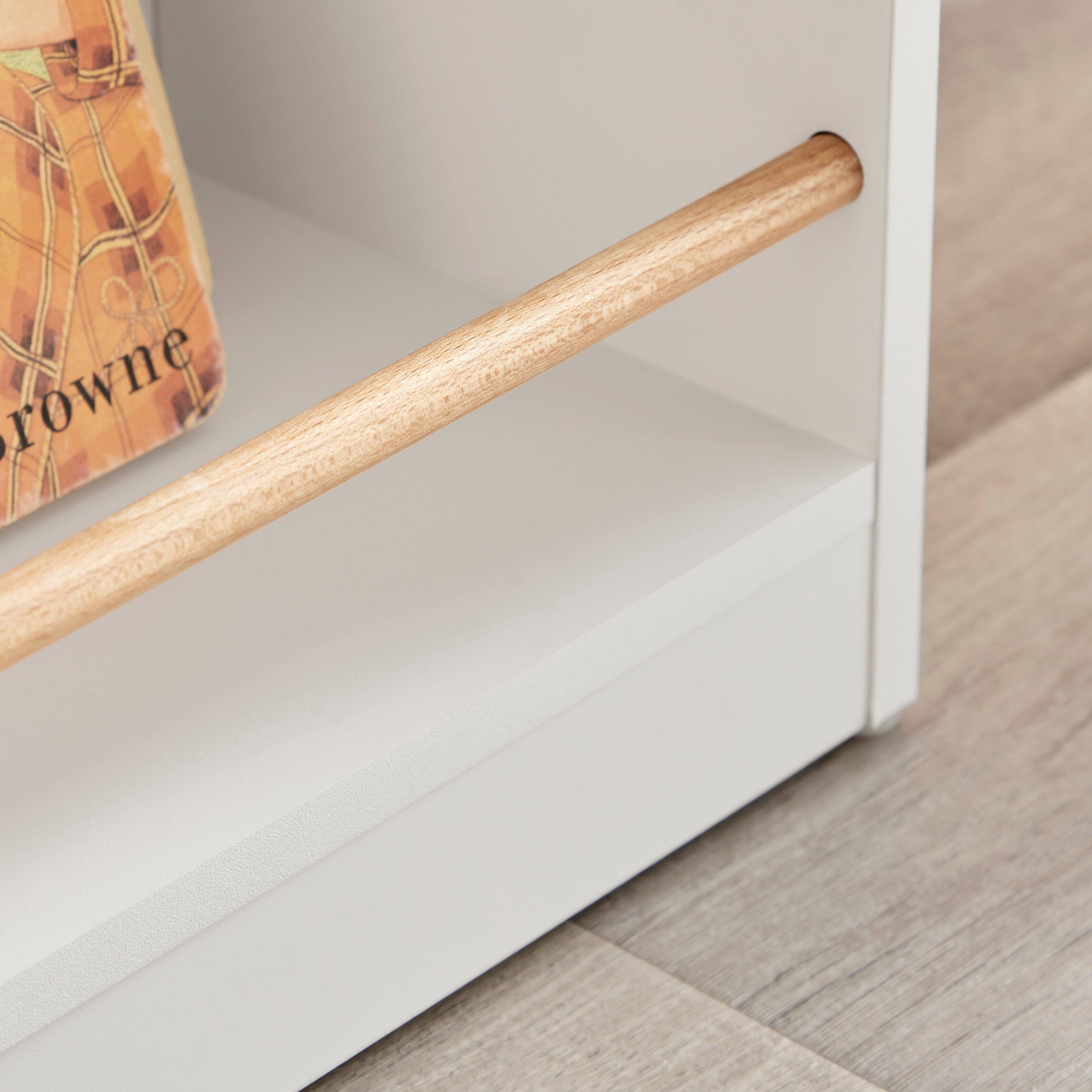 Alt View 7. Danya B - Steiner White 3-Tier Kids Freestanding Bookcase with Contrasting Wood-Toned Rods - White.