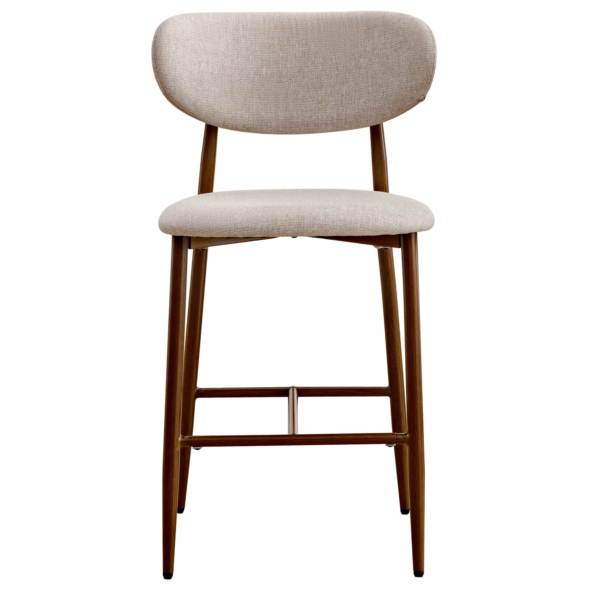 Alt View 4. Brick Attic - 2PCS 26" Bar Stools,Metal Frame with Linen Fabric Seat, 300lb Counter with Footrest,Kitchen Island Counter Stools - Oatmeal.