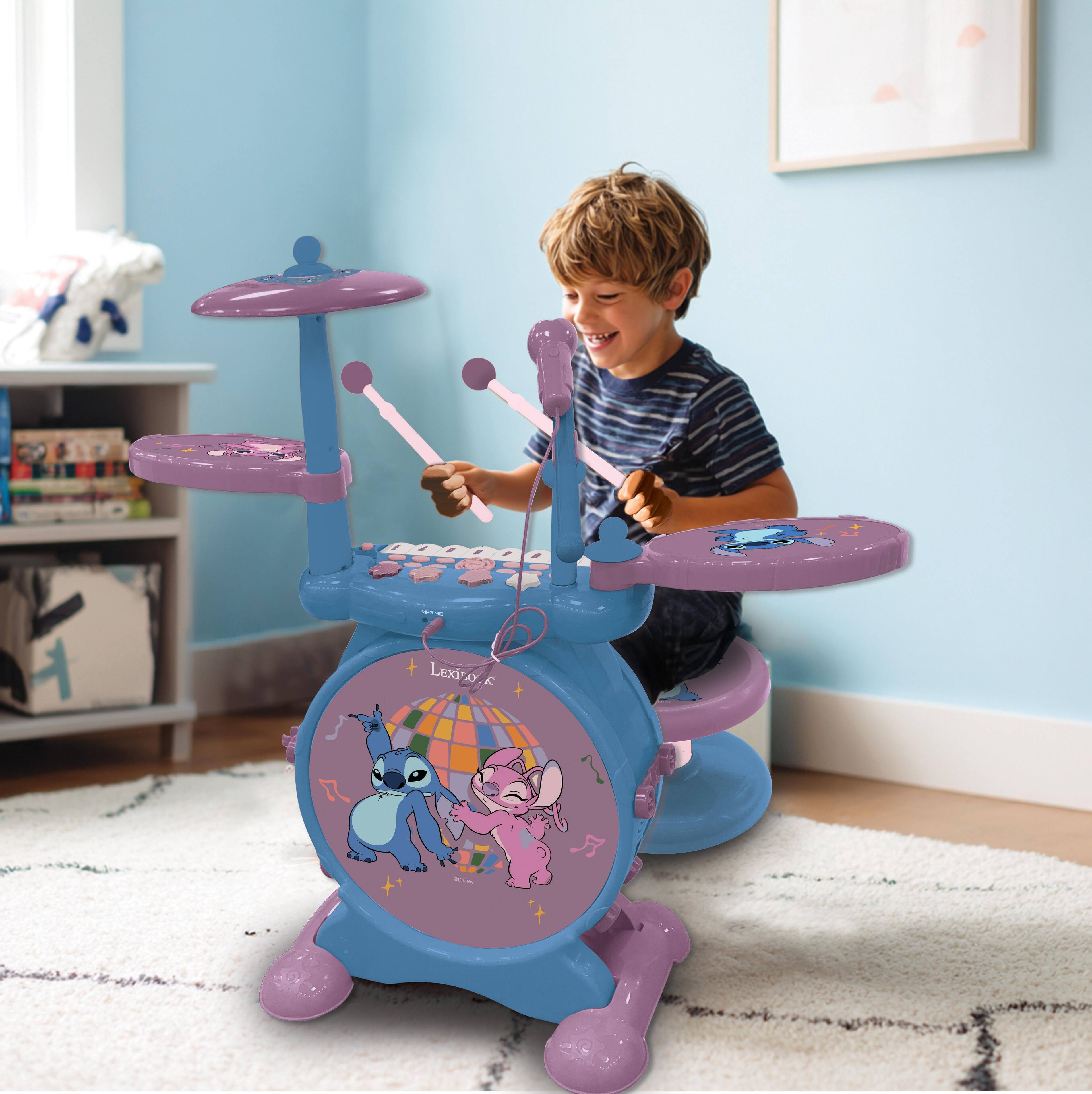 Alt View 4. Lexibook - Stitch Complete electronic luminous drums set with seat.