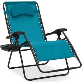 Best Choice Products - Oversized Zero Gravity Chair, Folding Outdoor Patio Recliner w/ Cup Holder - Peacock Blue