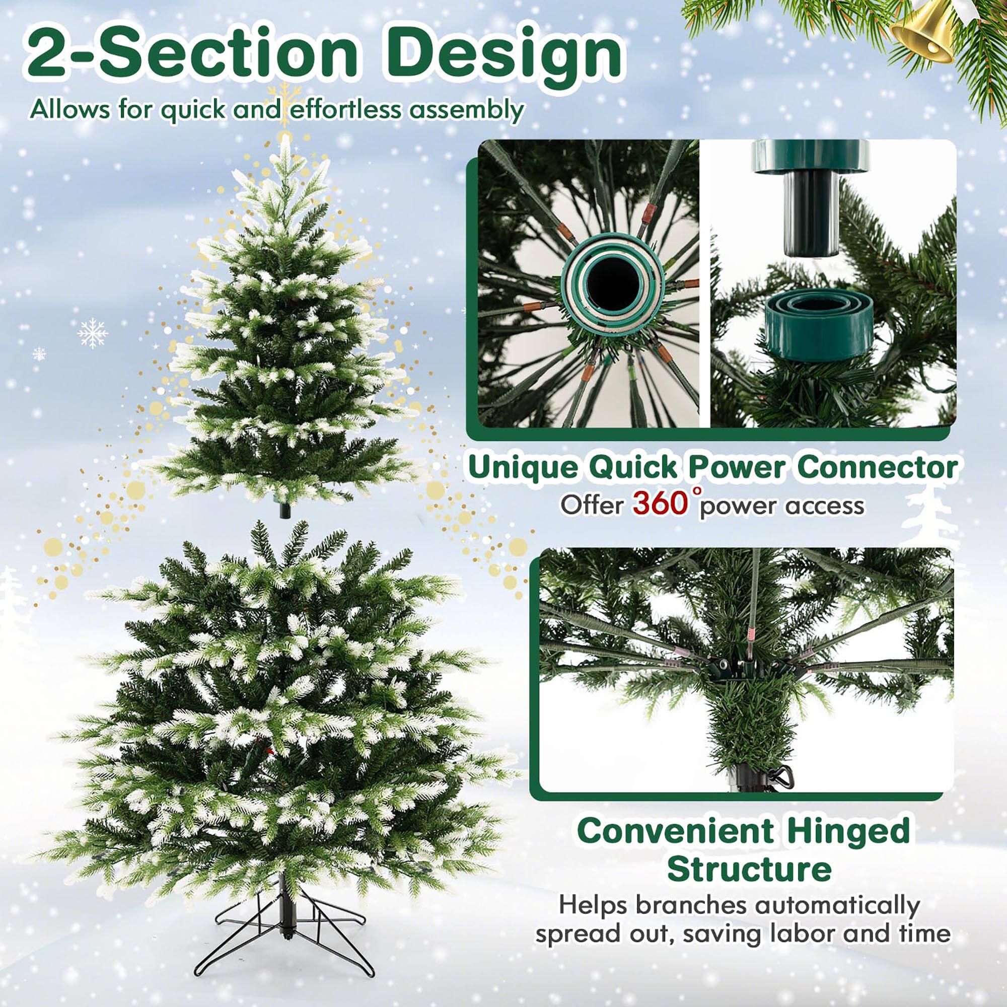 2-Section Design  
Allows for quick and effortless assembly  

Unique Quick Power Connector  
Offer 360° power access  

Convenient Hinged Structure  
Helps branches automatically spread out, saving labor and time