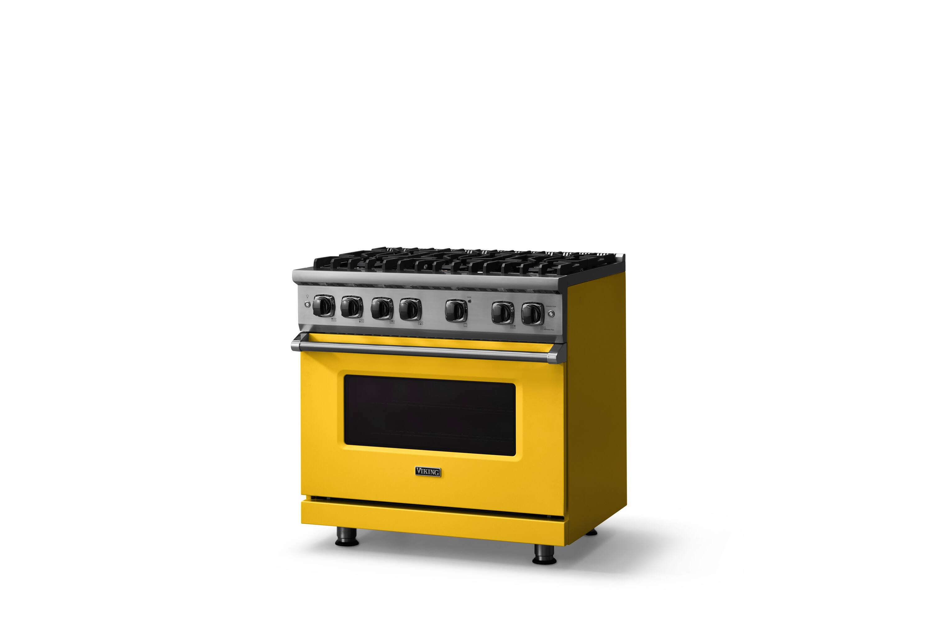 Angle. Viking - 36"W./24"D. 5.1 Cu. Ft.  Gas Sealed Burner Range-6 Burners-Daffodil-LP - Daffodil.