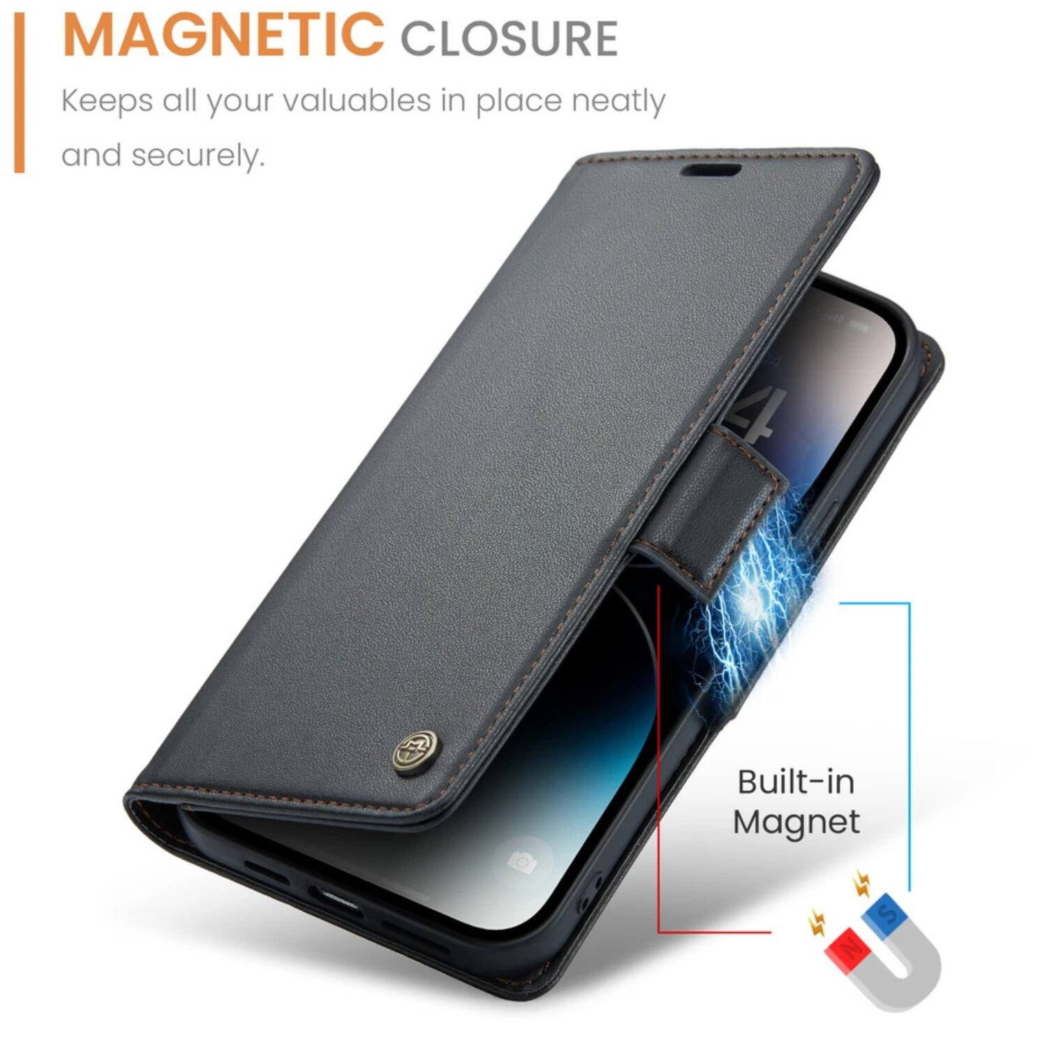 MAGNETIC CLOSURE  
Keeps all your valuables in place neatly and securely.  

Built-in Magnet