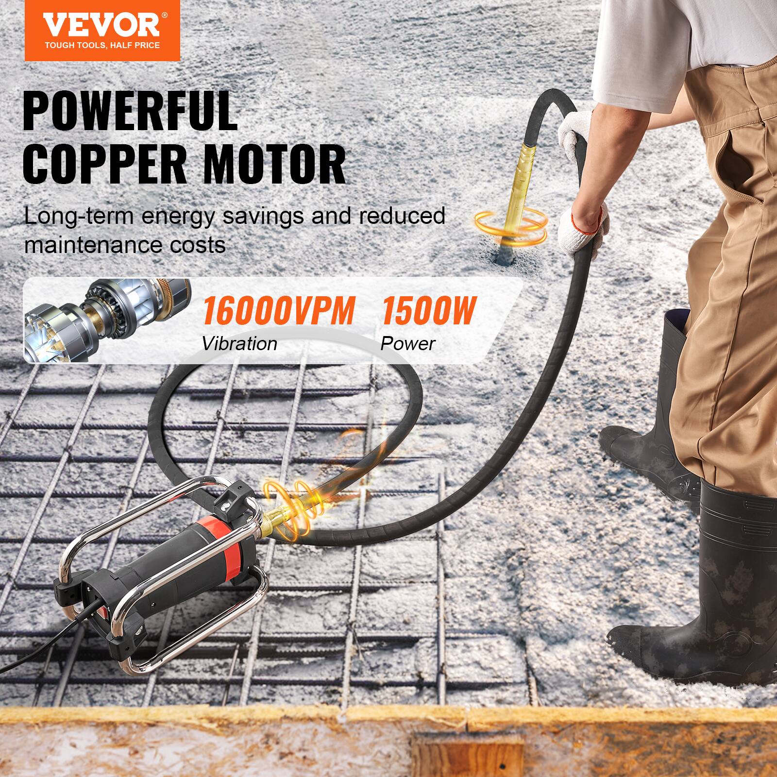 VEVOR TOUGH TOOLS, HALF PRICE

POWERFUL COPPER MOTOR
Long-term energy savings and reduced maintenance costs

16000VPM 1500W
Vibration Power
