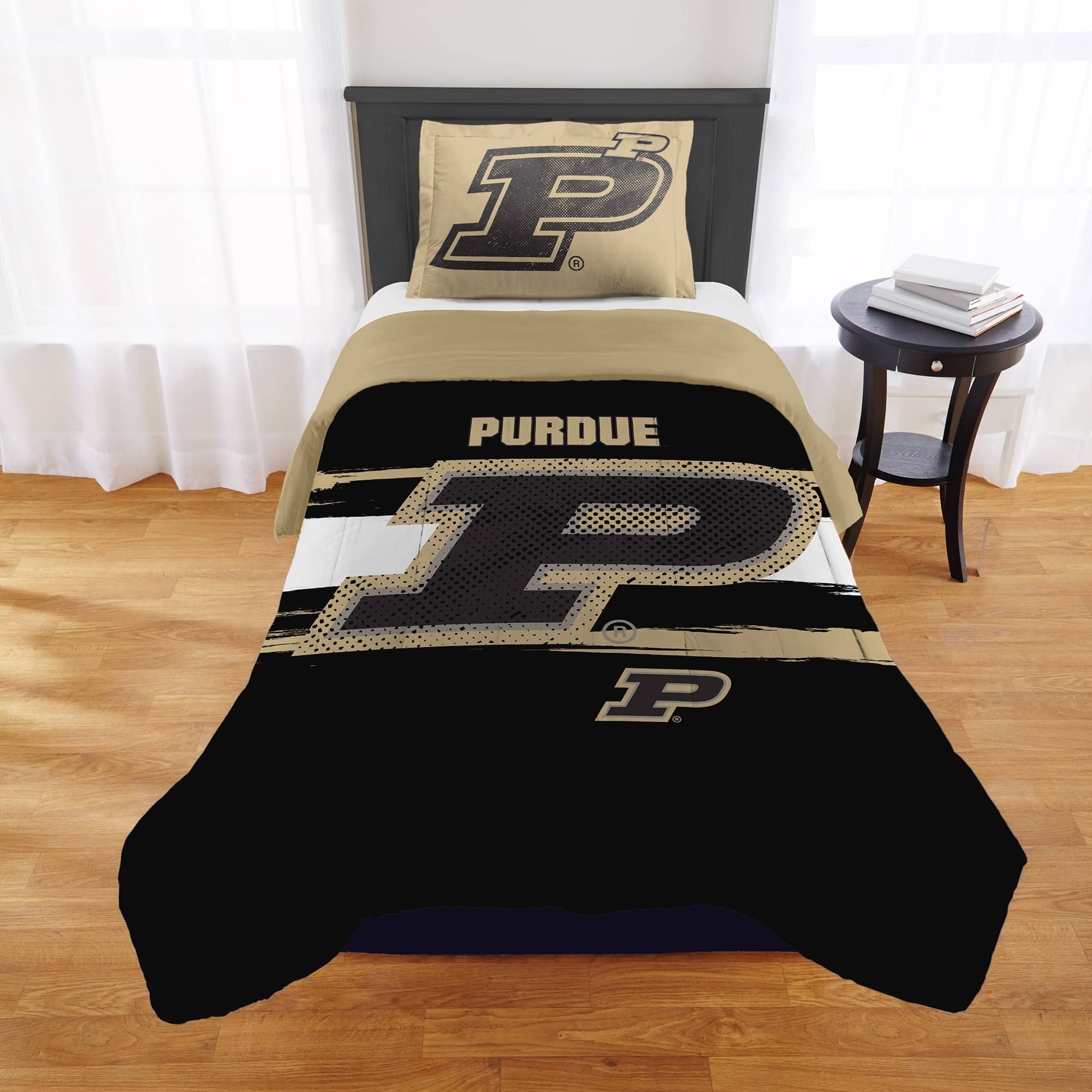 Sweet Home Collection - NCAA Purdue Boilermakers Comforter & Sham Set- Twin/Twin XL - Multicolored