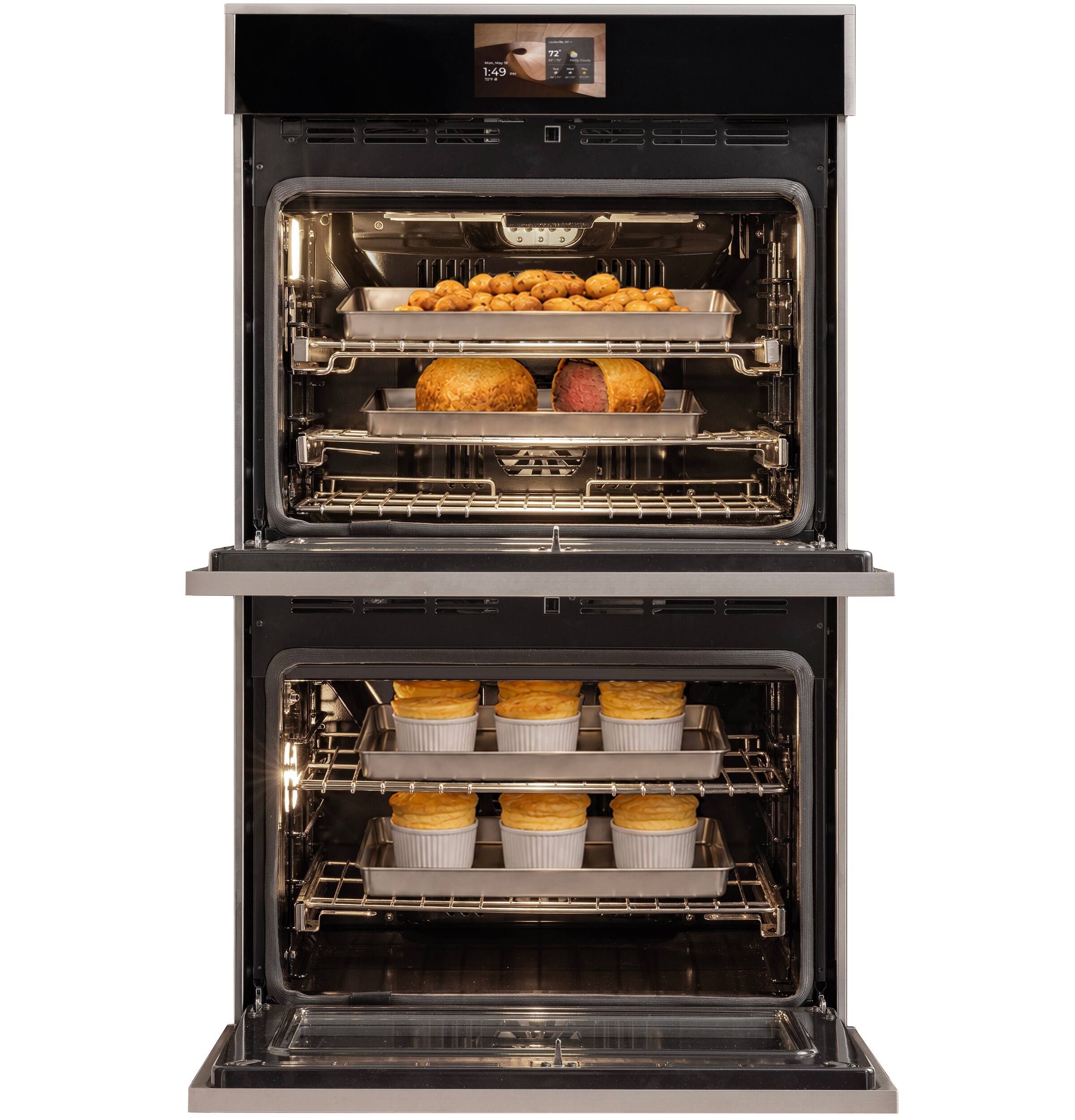 Alt View 25. Monogram - Minimalist 30" Smart Built-In Double Electric Twin Convection with Direct Air Wall Oven with Air Fry and In-Oven Camera - Stainless Steel.