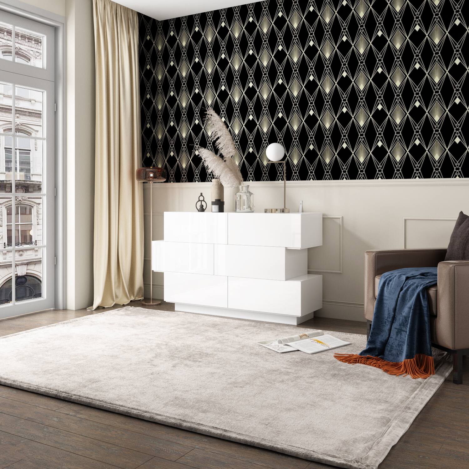 Alt View 8. Famapy - Famapy High - Gloss Storage Cabinet 6-Drawers Dresser with Sleek Sophistication - White.