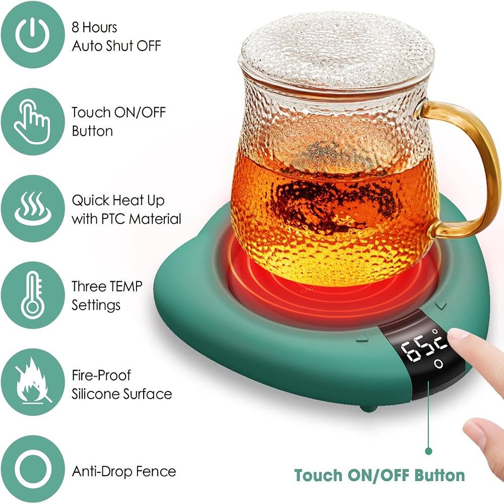 Schertz - Coffee Mug Warmer Plate, Auto Shut-Off, For Desk & Travel - Green