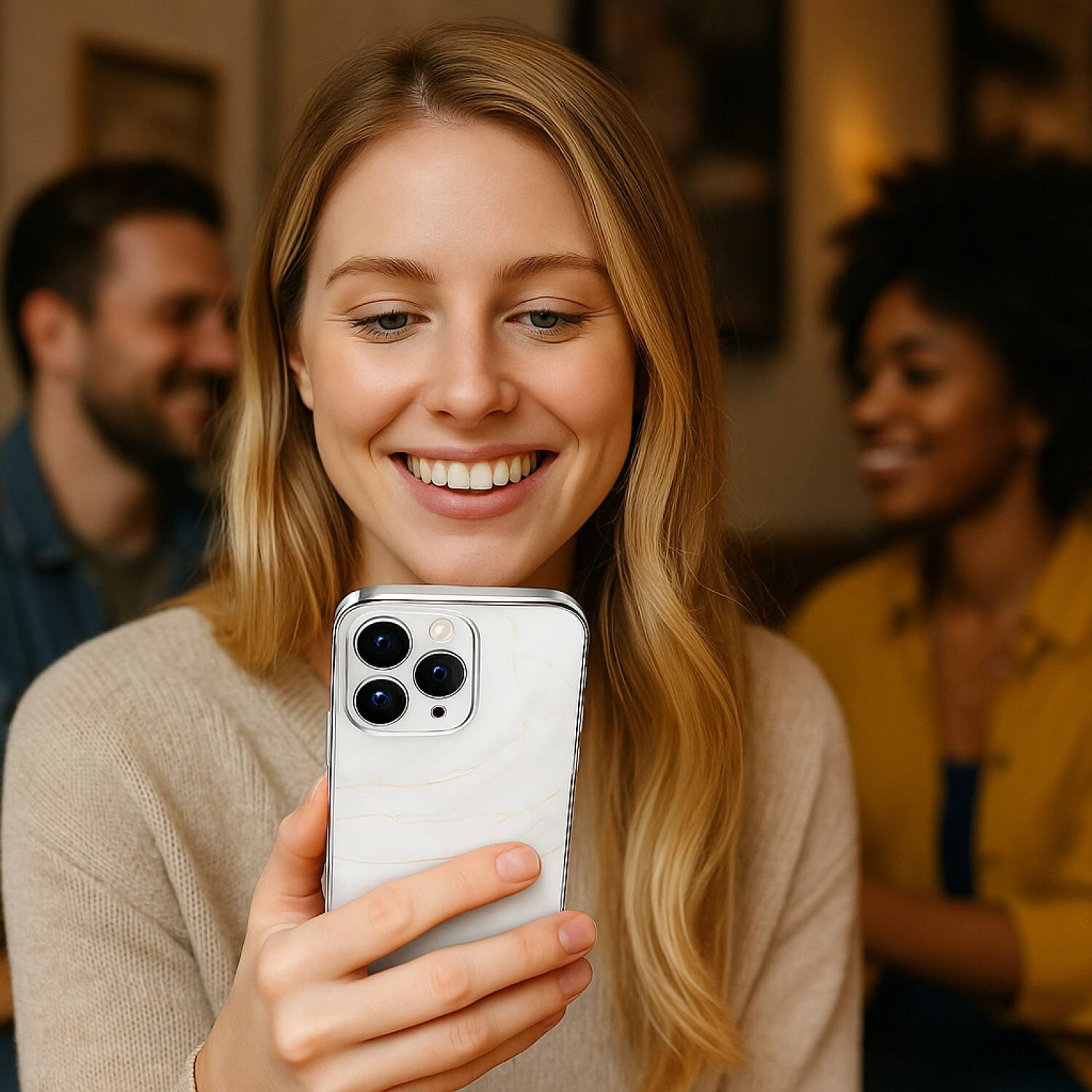 Alt View 4. SaharaCase - Inspire Seres Case Compatible with Magsafe for iPhone 15 Pro - White Marble - White.