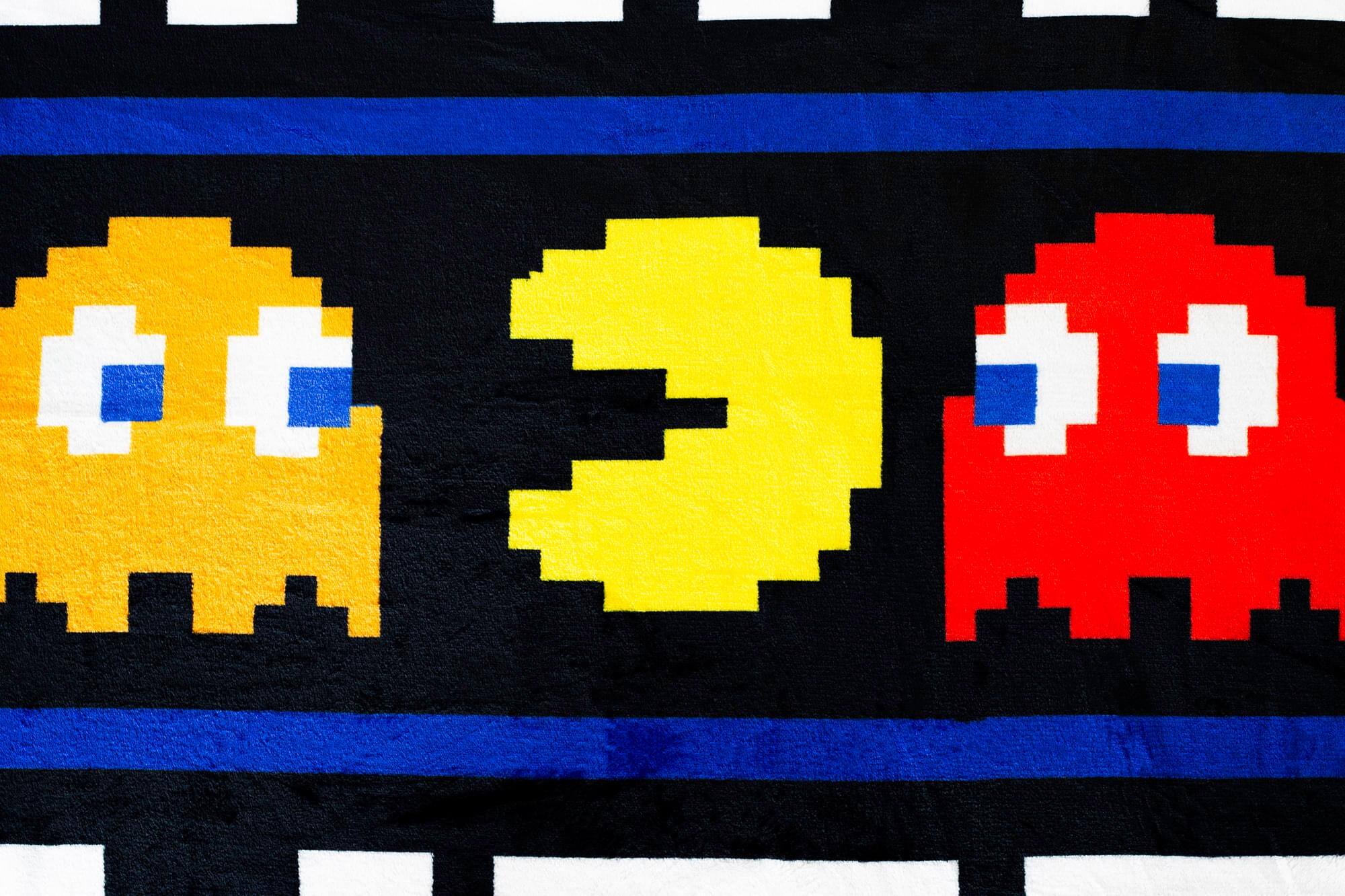 Alt View 2. Just Funky - PAC-MAN "Game Over" Fleece Throw Blanket | 45 x 60 Inch Cozy Blanket - Black.