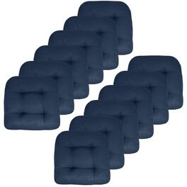 Sweet Home Collection - Patio Cushions Indoor/Outdoor Chair Pads Tufted 19" x 19", 12-Pack - Navy