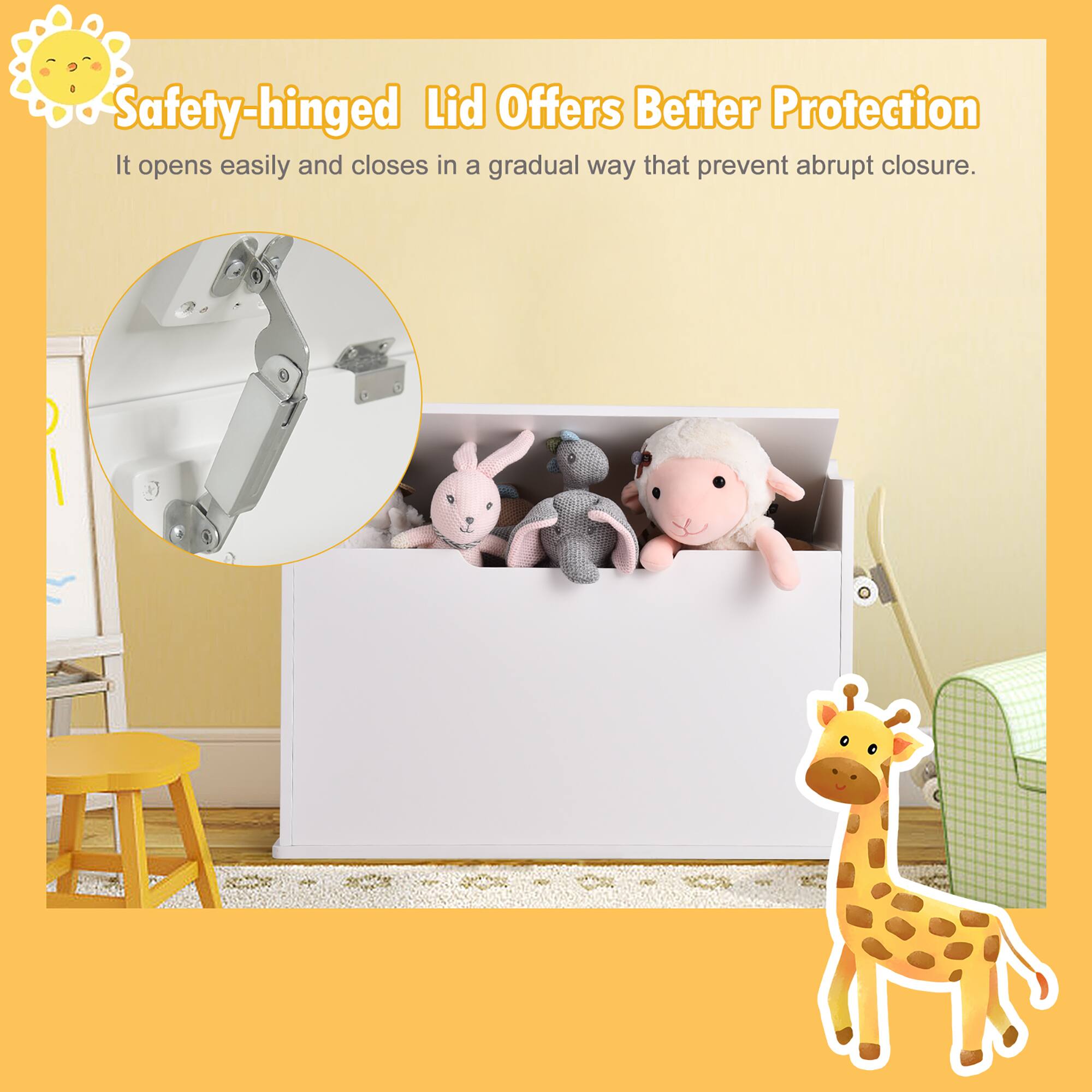 Safety-hinged Lid Offers Better Protection

It opens easily and closes in a gradual way that prevent abrupt closure.