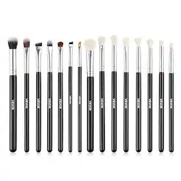 VEVOR - 15-Piece Makeup Brush Set for Foundation Blending Eyeshadow, Professional Vegan Brushes with Soft Synthetic Bristles - Black