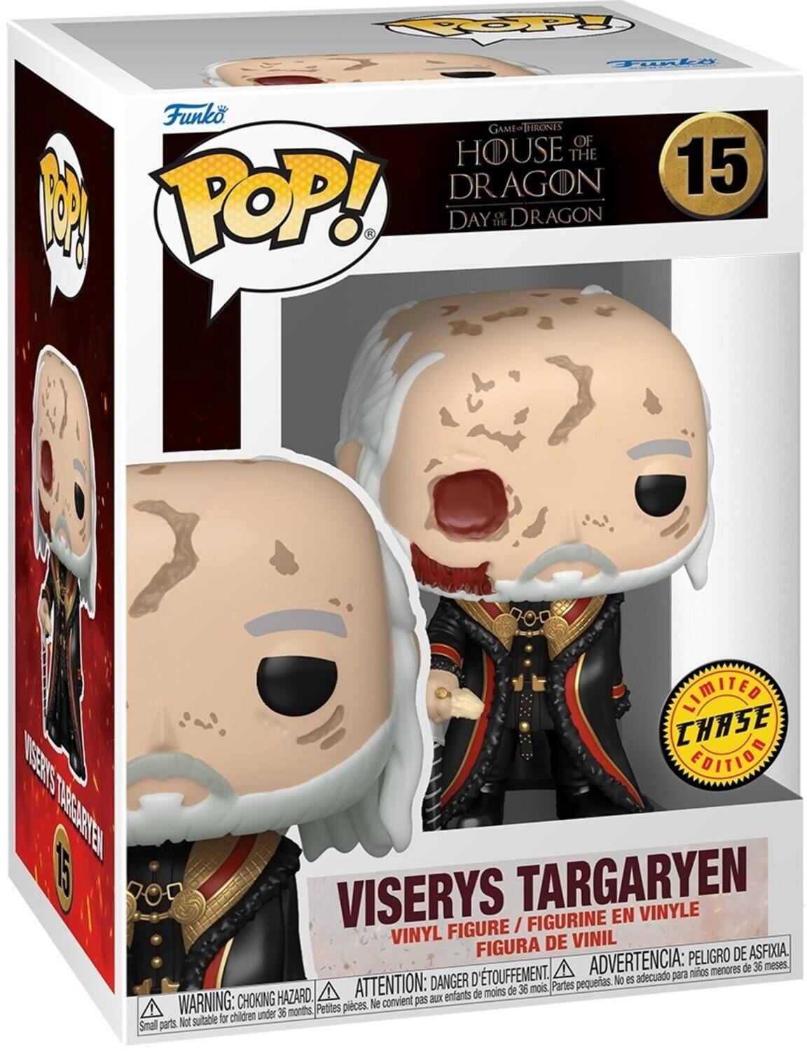 LOPPy Tonky o Funko GAME THRONES OF HOUSE THE DRAGON M POP! R DAY THE OF DRAGON 15 LIMITED CHASE VISERIS EDITION TARGARYEN 15 VISERYS TARGARYEN FIGURINE EN VINYLE FIGURE / VINYL DE VINIL FIGURA PELIGRO DE ASFIXIA. D'TOUFFEMENT. ADVERTENCIA: para nios menores de 36 meses. DANGER No es adecuado ATTENTION: moins de 36 mois. Partes pequeras. HAZARD. aux enfants de WARNING: CHOKING Petites pices. Ne convient pas children under 36 months, Not suitable for Small parts.