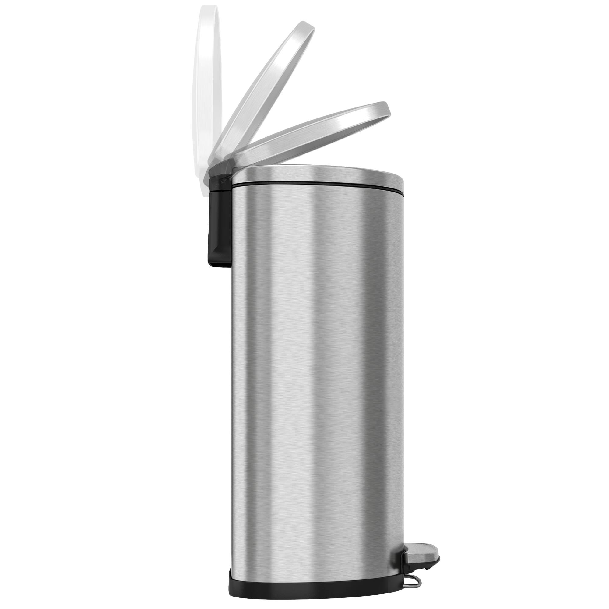 Alt View 13. iTouchless - SoftStep 13.2-Gal. Half-Round Trash Can - Silver.