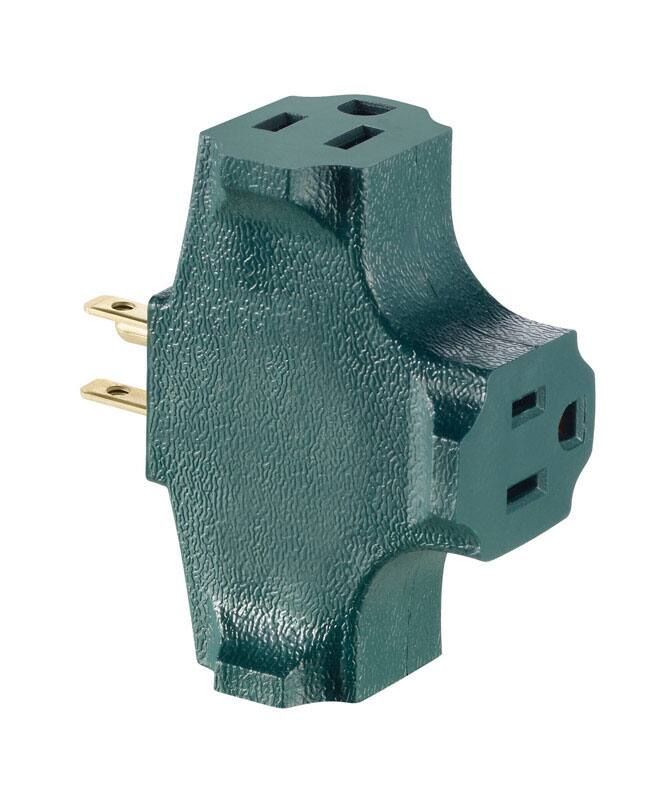 Front. Leviton - Leviton Grounded 3 outlets Adapter 1 pk.