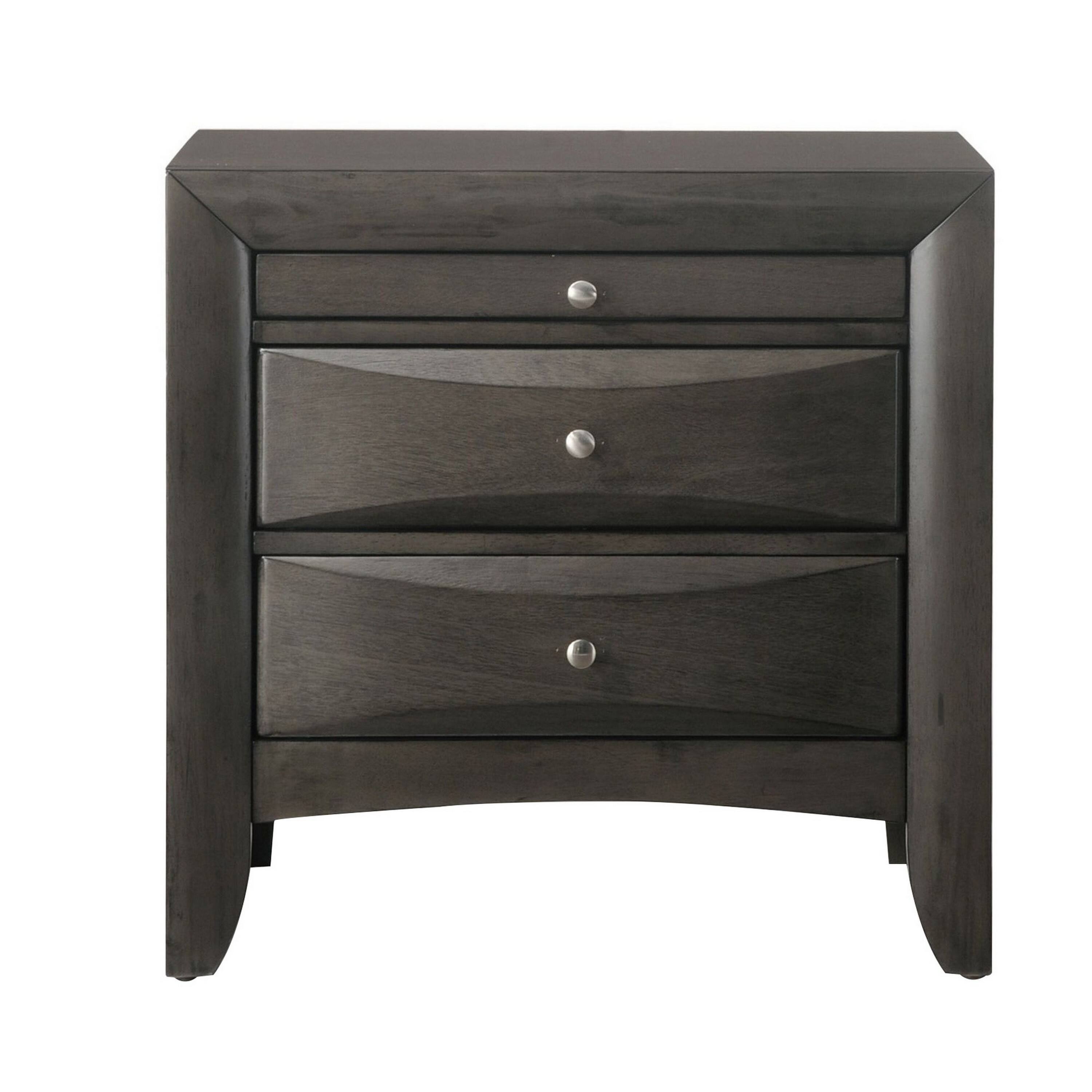 Alt View 1. Manhattan Lane - Wooden Nightstand with Bevel Drawer Front - Gray.