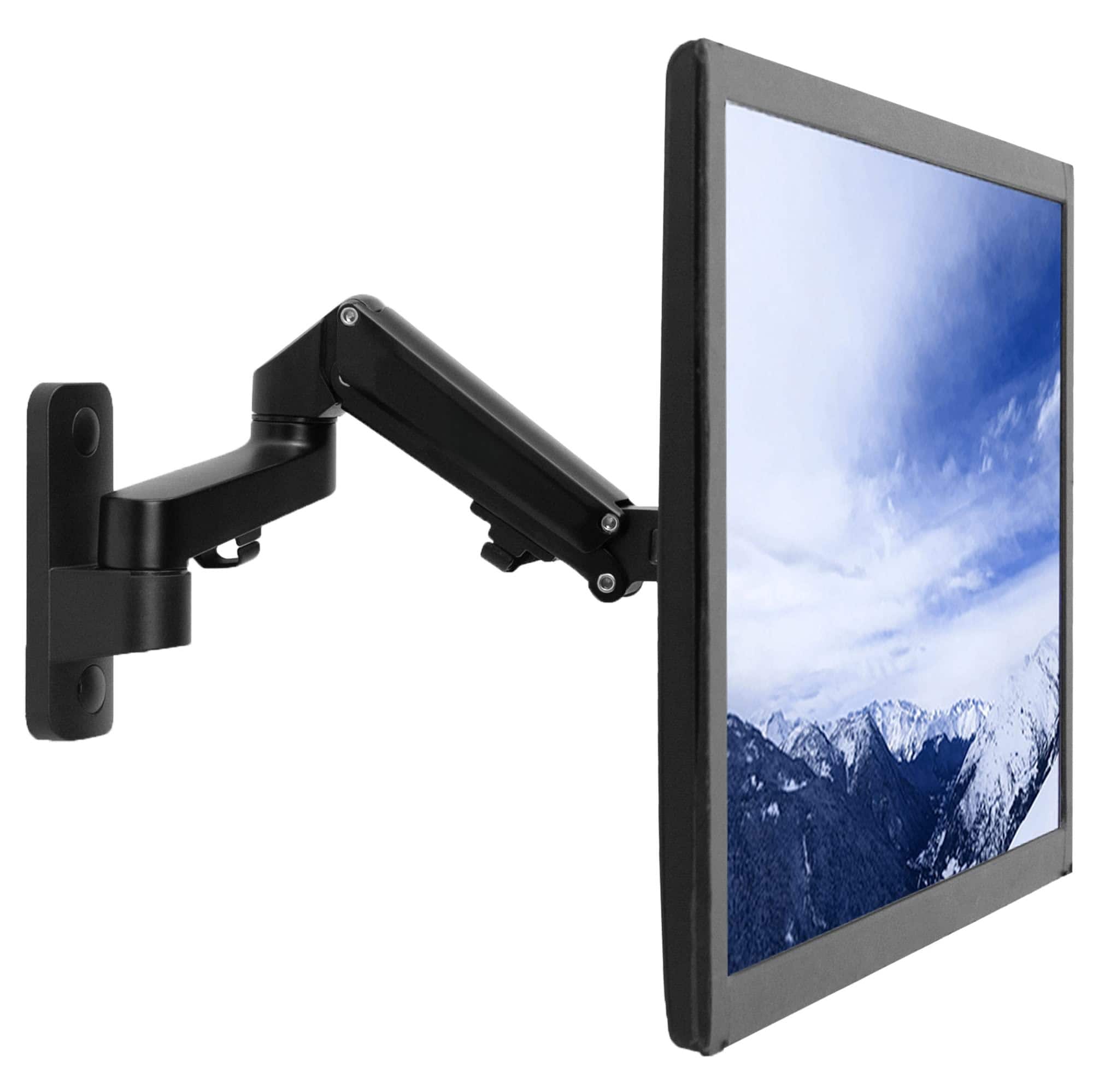 Cedar Assembly - Aluminum Single Lcd Monitor Wall Mount For Screens Up To Pneumatic Adjustable Arm Fits Vesa 100x100 - Black 17" to 32"