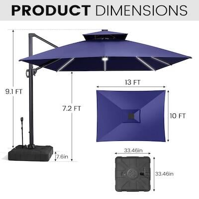 PRODUCT DIMENSIONS

- 9.1 FT
- 13 FT
- 7.2 FT
- 10 FT
- 7.6 in
- 33.46 in
- 33.46 in