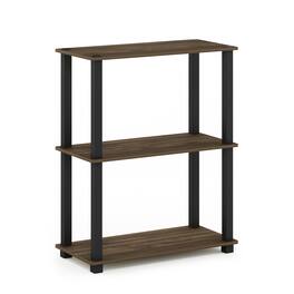 Furinno - Turn-S-Tube 3-Tier Compact Multipurpose Shelf Display Rack with Square Tube, Columbia Walnut/Black - Columbia Walnut/Black