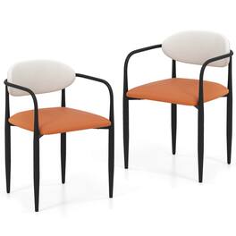Costway - Upholstered Dining Chairs Set of 2 with Cushioned Backrests & Seats Sturdy - Black,Orange,White
