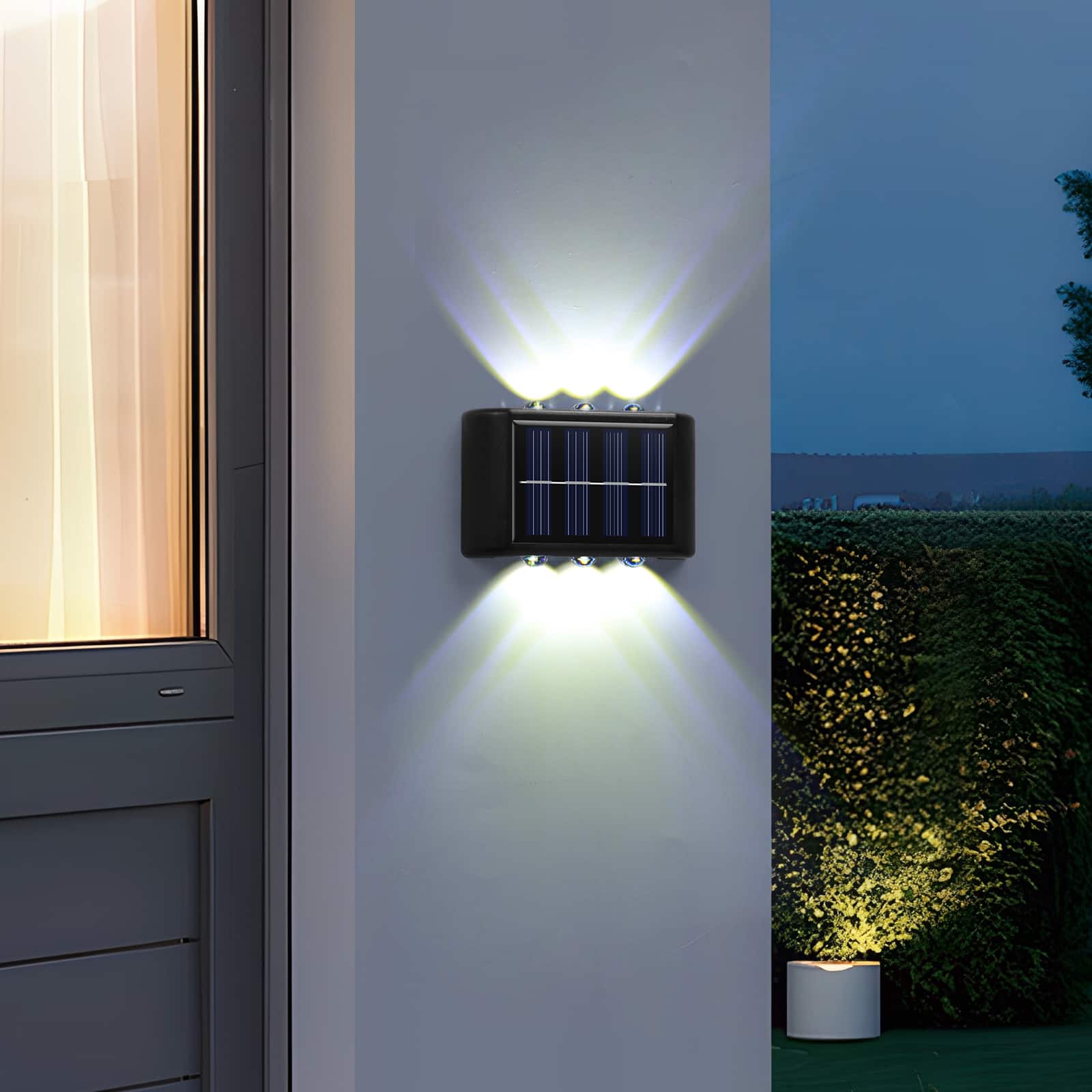Oumilen - 6-Pack Solar Wall Washer Lights 3.5In Solar Panel 6LED White Light IP54 Waterproof Outdoor Lights