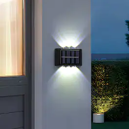 Oumilen - 6-Pack Solar Wall Washer Lights 3.5In Solar Panel 6LED White Light IP54 Waterproof Outdoor Lights