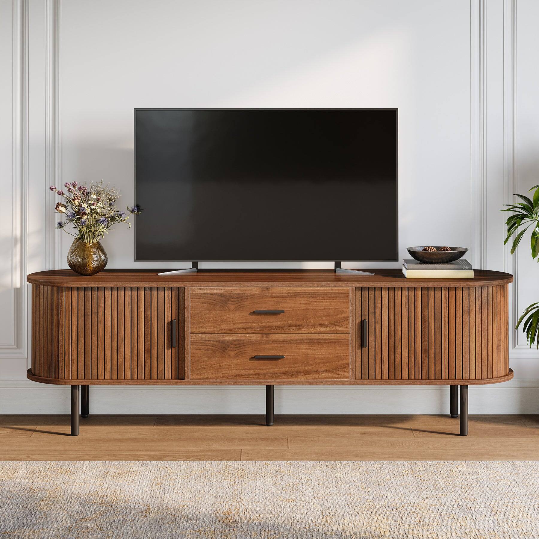Front. Tribesigns - Office Media Console, For Media Equipment and Storage in Meeting Rooms and Reception Areas - Brown.