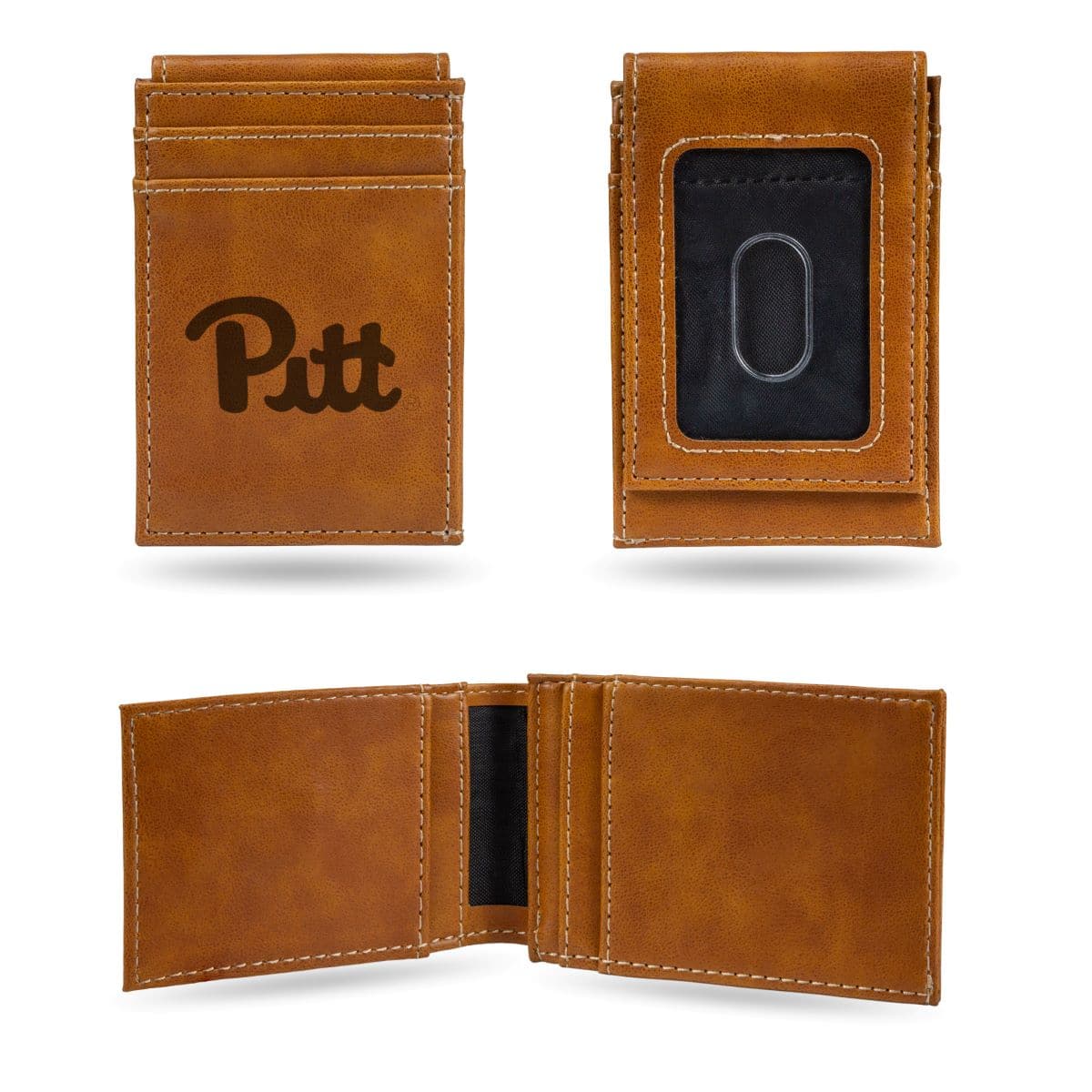 Rico Industries - Pittsburgh PITT Panthers Brown Money Clip Front Pocket Slim Wallet - Multi