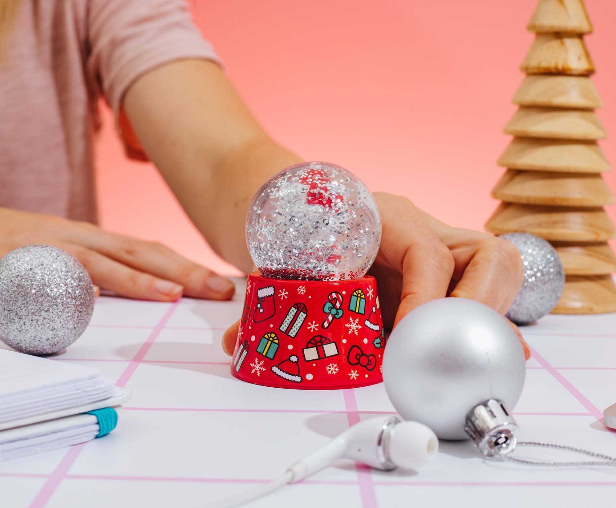 Alt View 3. Silver Buffalo - Sanrio Hello Kitty Holiday 3-Inch Mini Light-Up Snow Globe - Red.