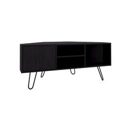 TuHome - Lancaster Corner Tv Stand, With Two Shelves And Two Cabinets - Black