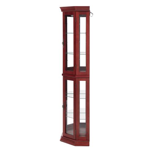 Alt View 5. LUCKY ONE - 15.35'in Freestanding Corner Curio Cabinet with Tempered Glass Shelves LED Light for Bar Collectibles - Cherry.