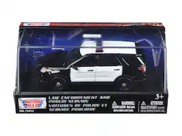 2015 Ford Police Interceptor Utility Plain 1/43 Diecast Model Car by Motormax - Black And White
